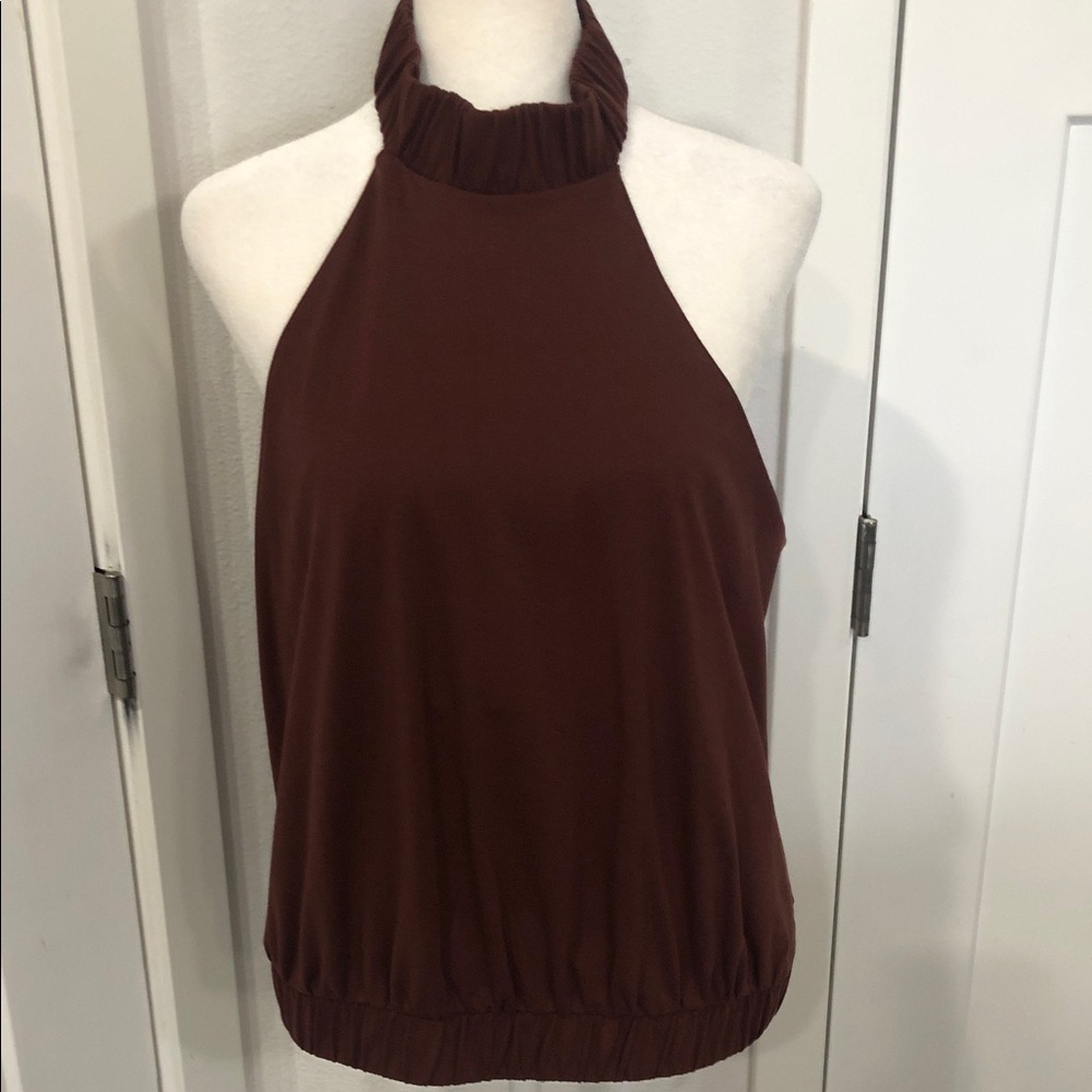 Express Brown Halter Neck Women's Top summer vacation layering piece